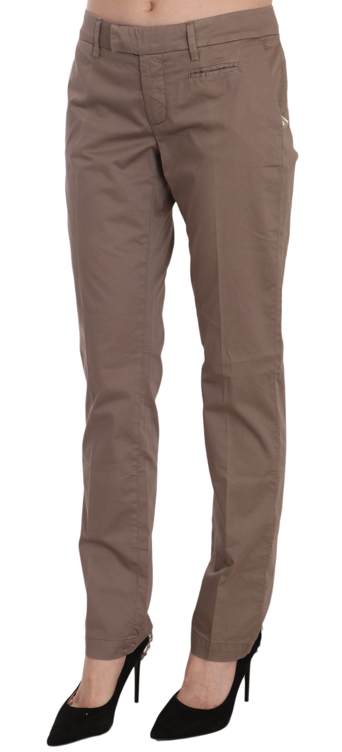 Dondup Chic Brown Straight Cut Trousers