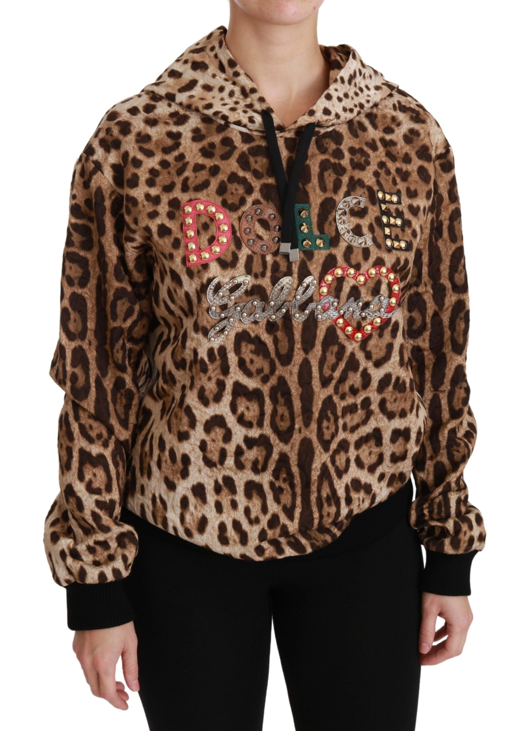 Dolce & Gabbana Elegant Leopard Print Hooded Sweater