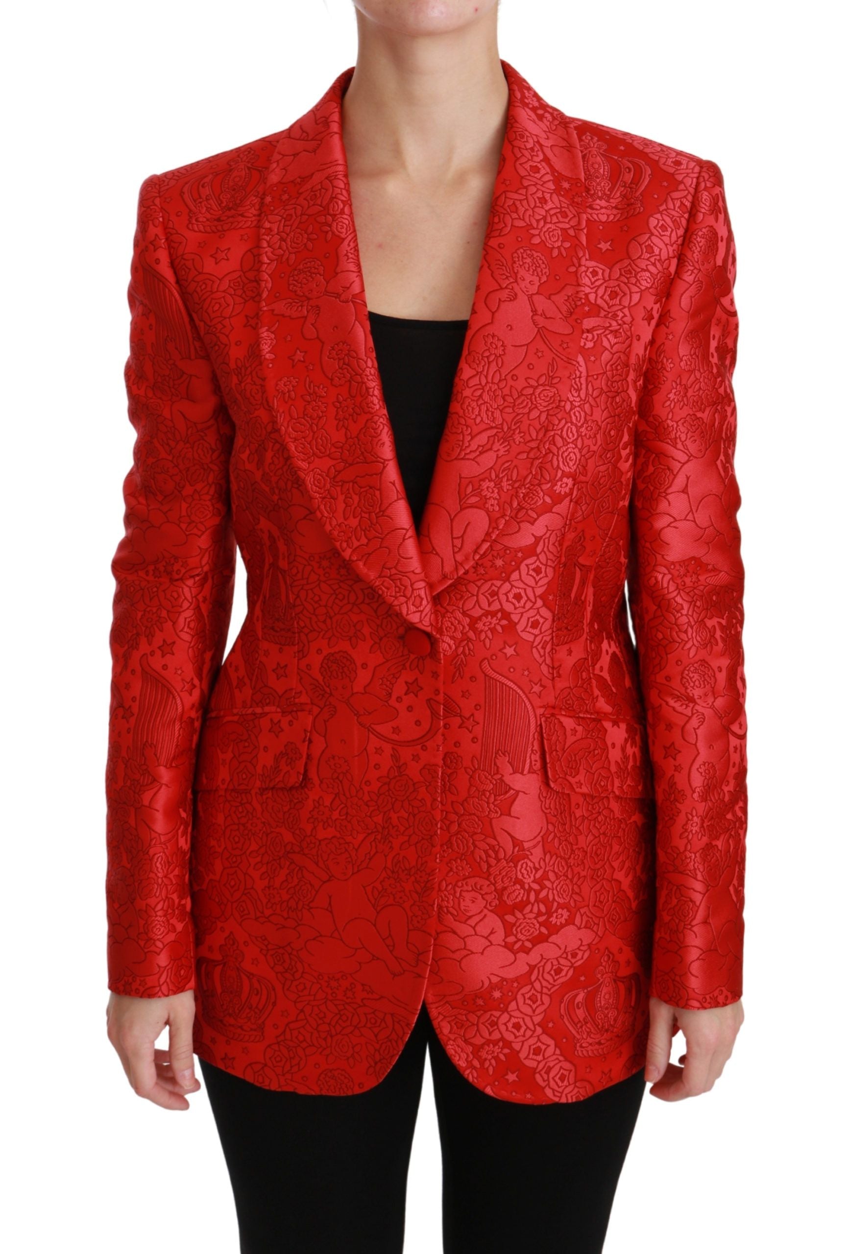 Dolce & Gabbana Red Floral Angel Pattern Blazer