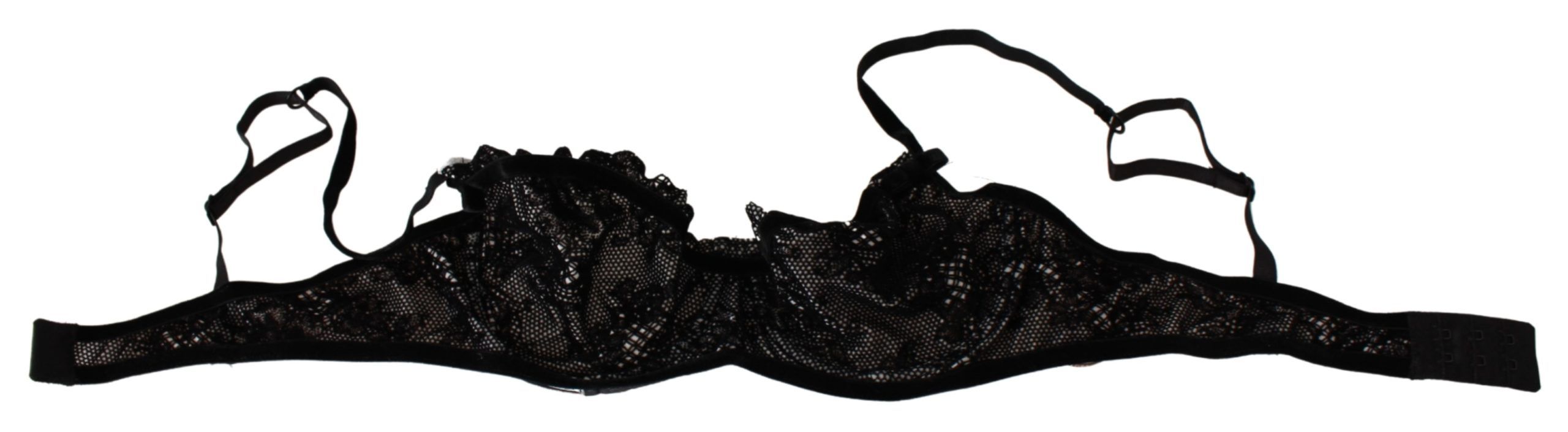 Ermanno Scervino Sleek Black Mesh Balconcino Bra