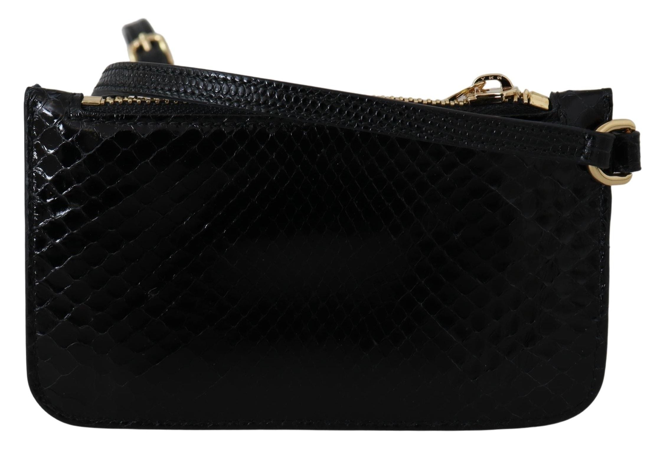 Dolce & Gabbana Elegant Python Pattern Leather Wristlet Wallet