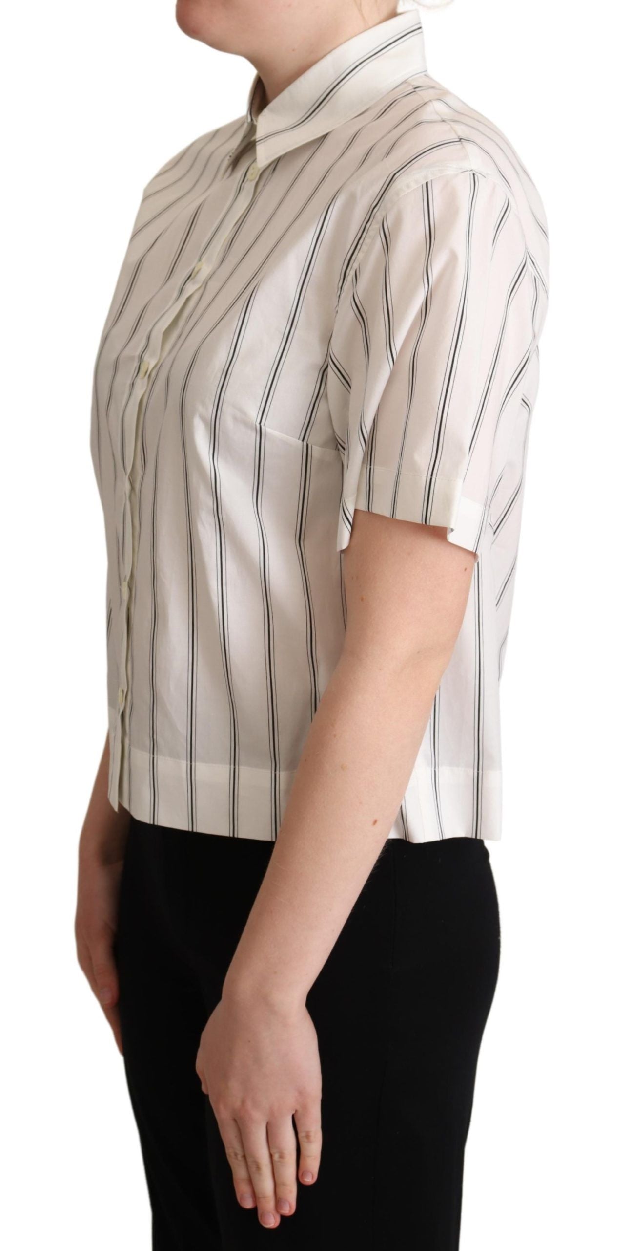 Dolce & Gabbana Elegant Striped Cotton Polo Top