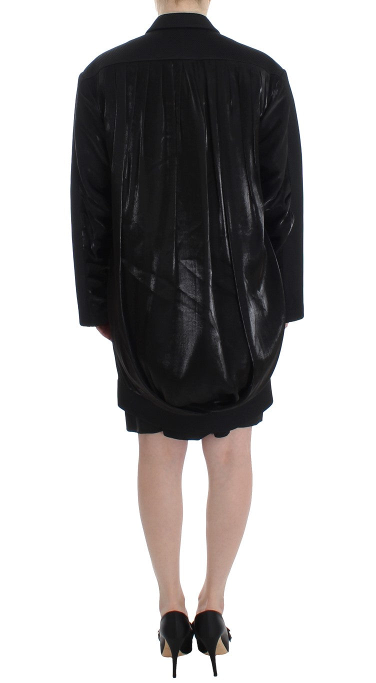 KAALE SUKTAE Elegant Draped Long Coat in Black with Red Accents