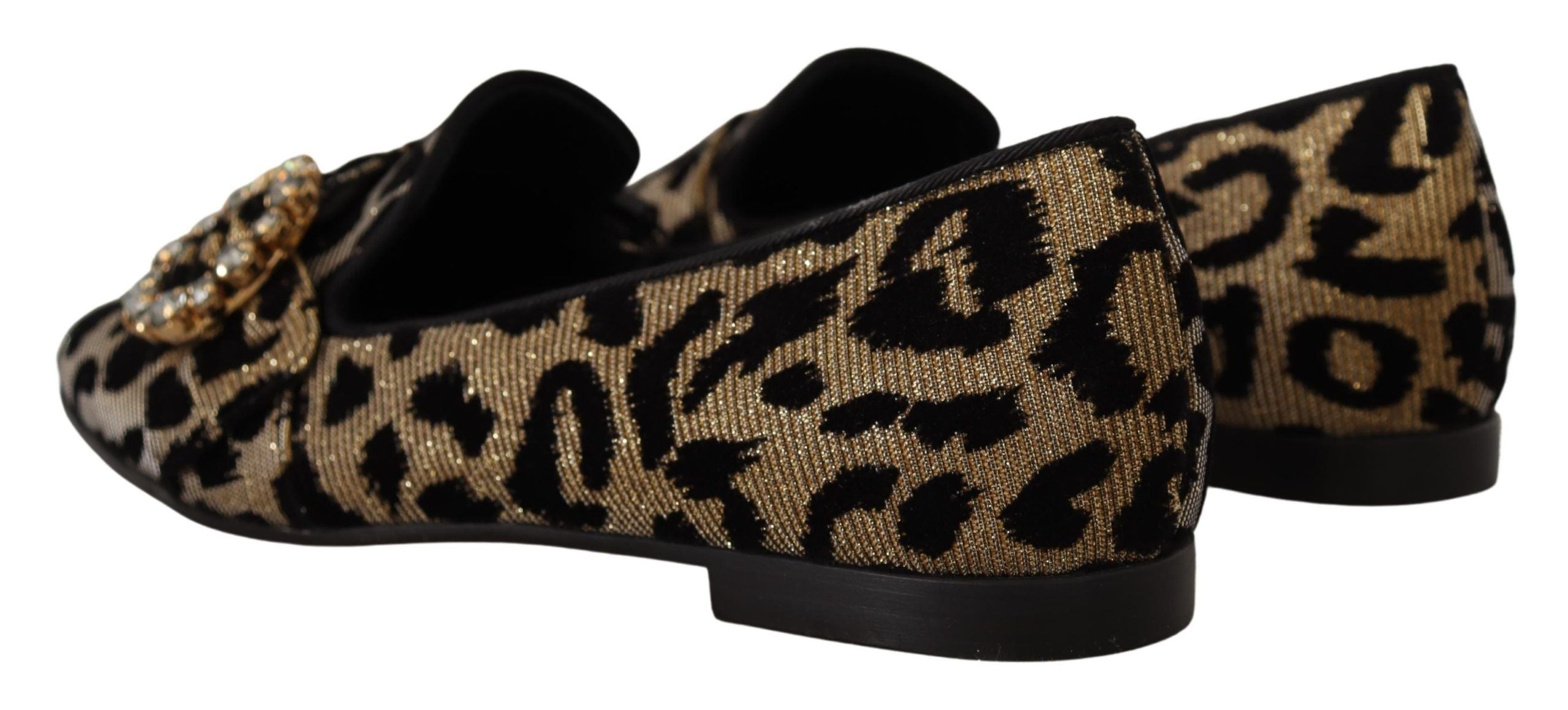 Dolce & Gabbana Elegant Leopard Crystal Gem Loafers