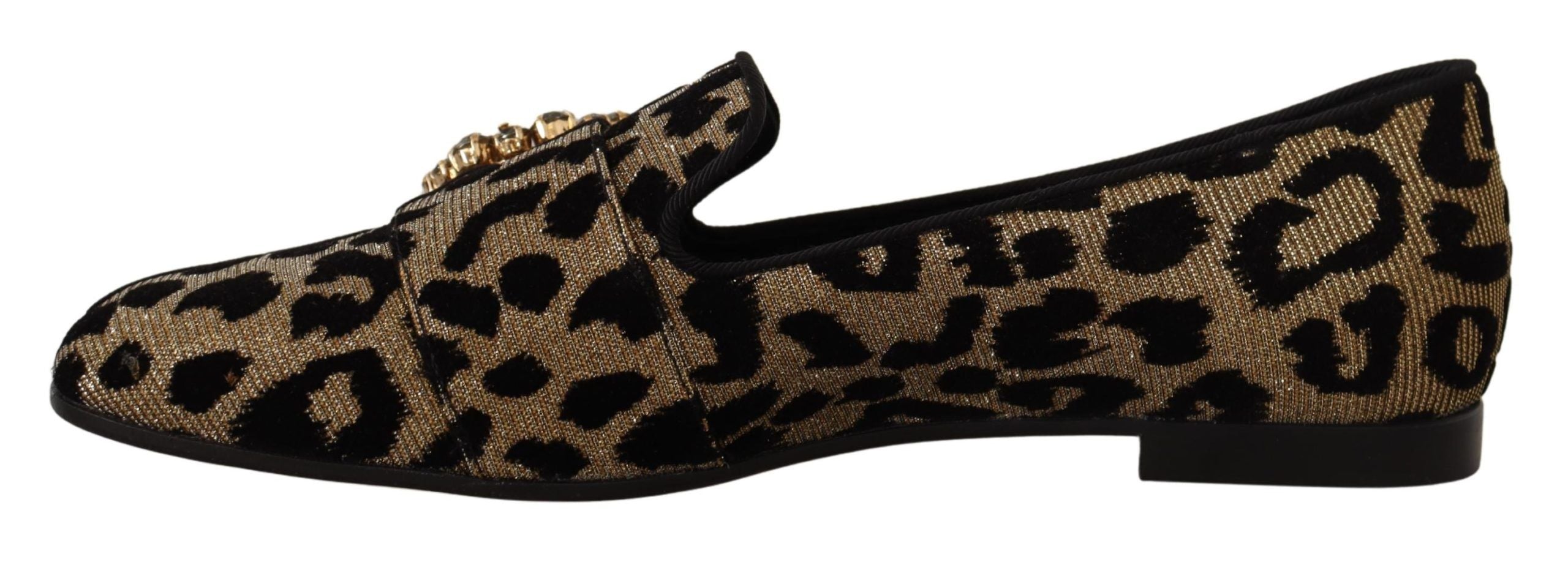 Dolce & Gabbana Elegant Leopard Crystal Gem Loafers