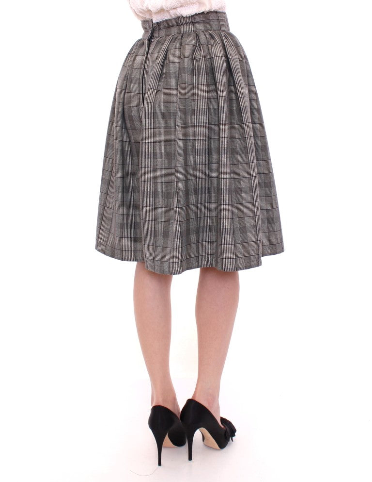 NOEMI ALEMÁN Elegant Gray Checkered Wool Shorts Skirt