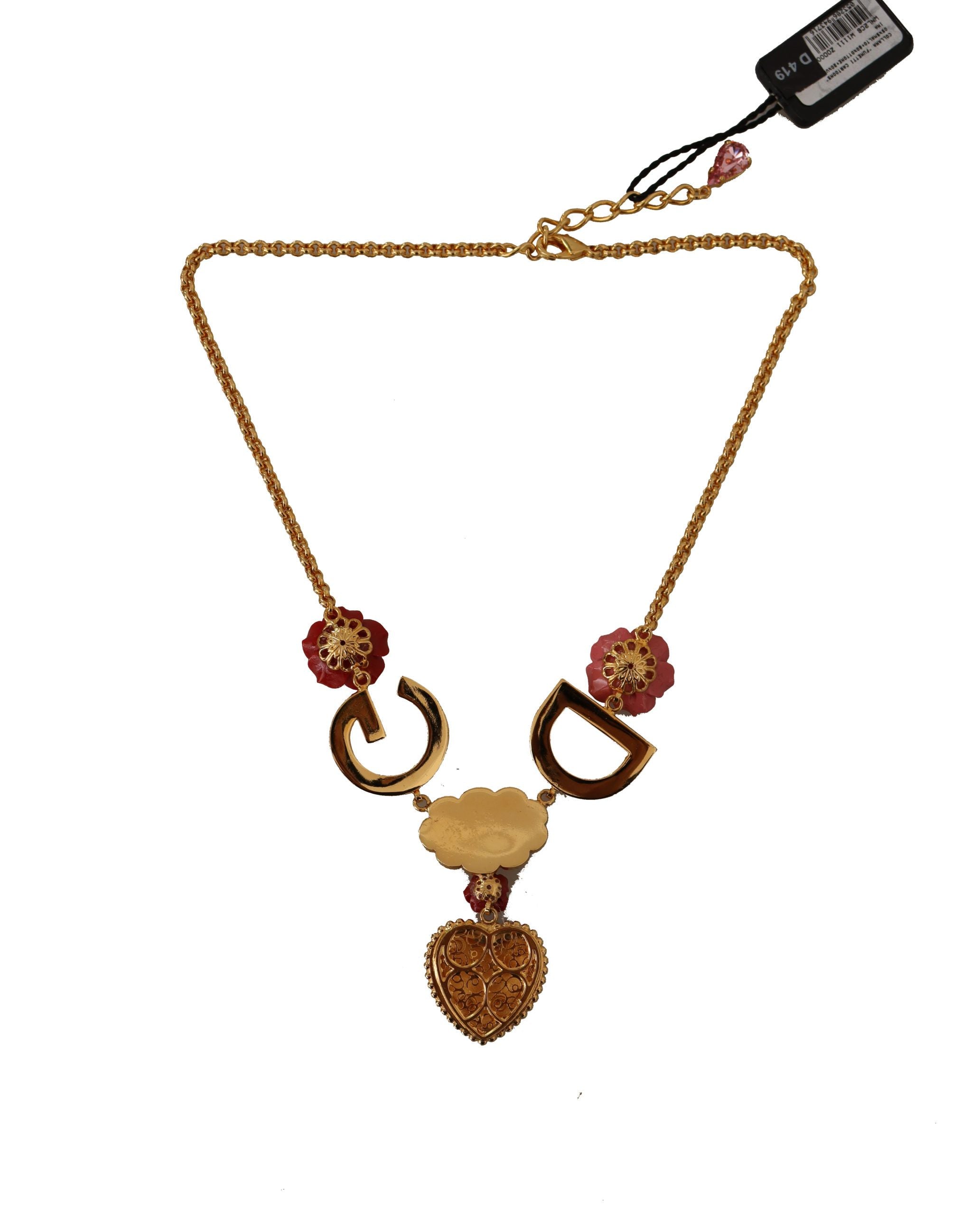 Dolce & Gabbana Glamorous Gold Crystal Charm Necklace