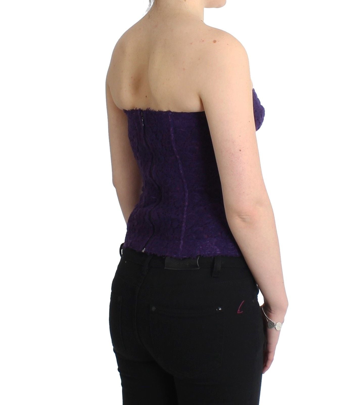 Ermanno Scervino Purple Lace Silk Blend Bustier Corset