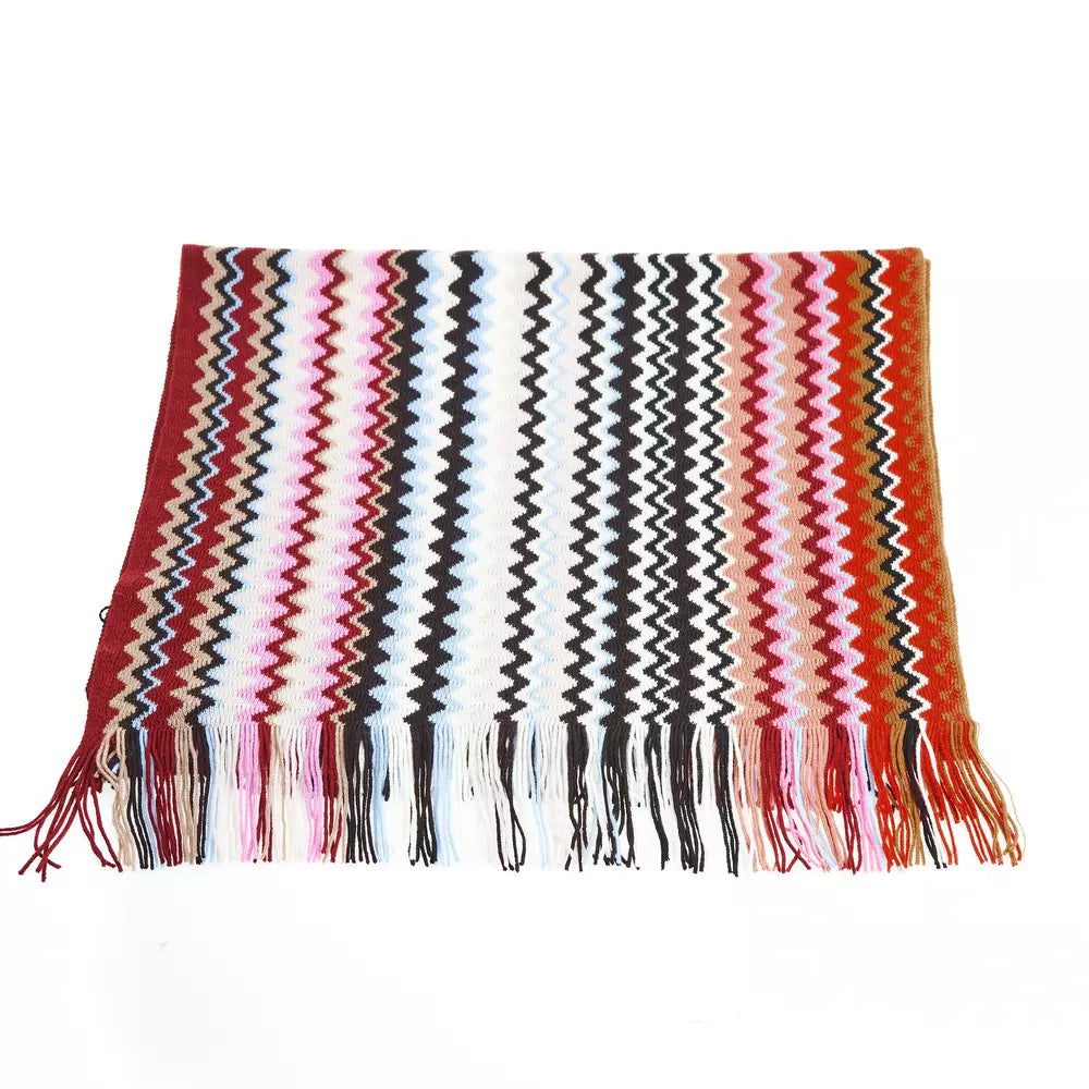 Missoni Geometric Pattern Fringed Scarf in Vibrant Tones