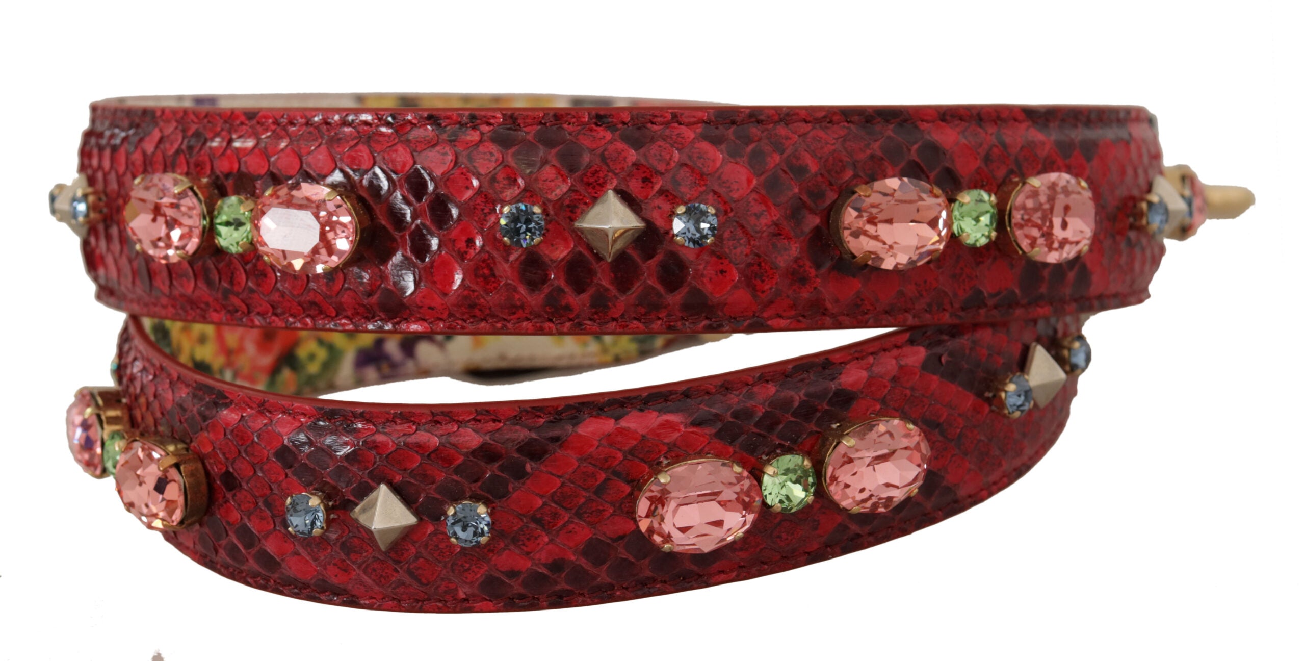 Dolce & Gabbana Elegant Red Python Leather Bag Strap