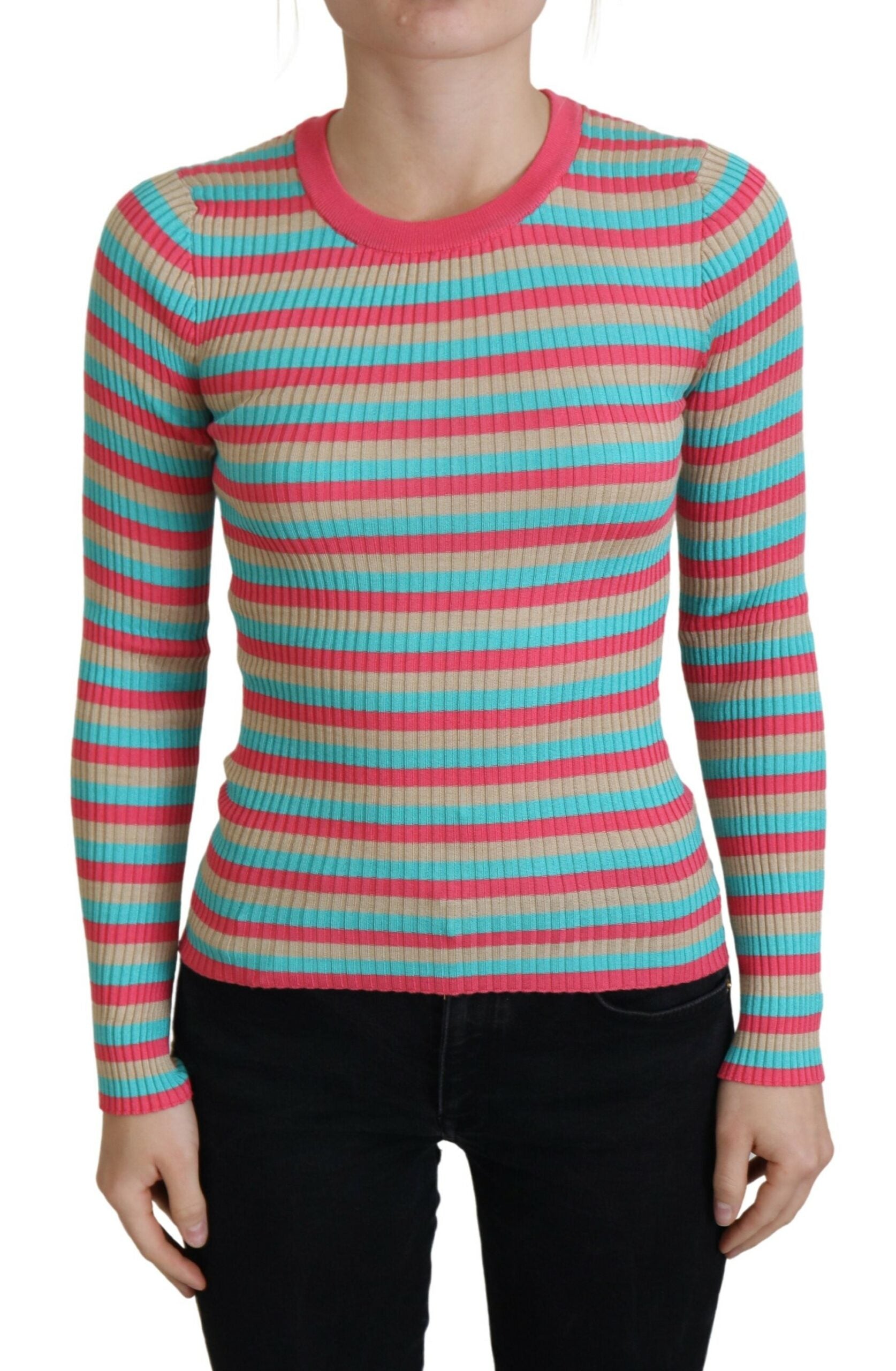 Dolce & Gabbana Elegant Striped Silk Crewneck Pullover