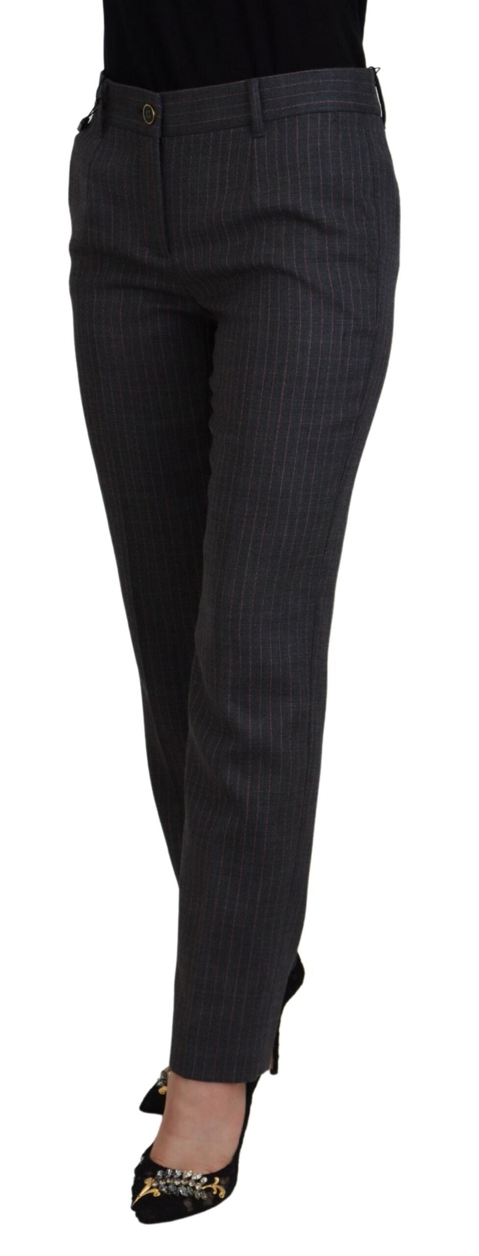 Dolce & Gabbana Elegant Gray Striped Tapered Pants