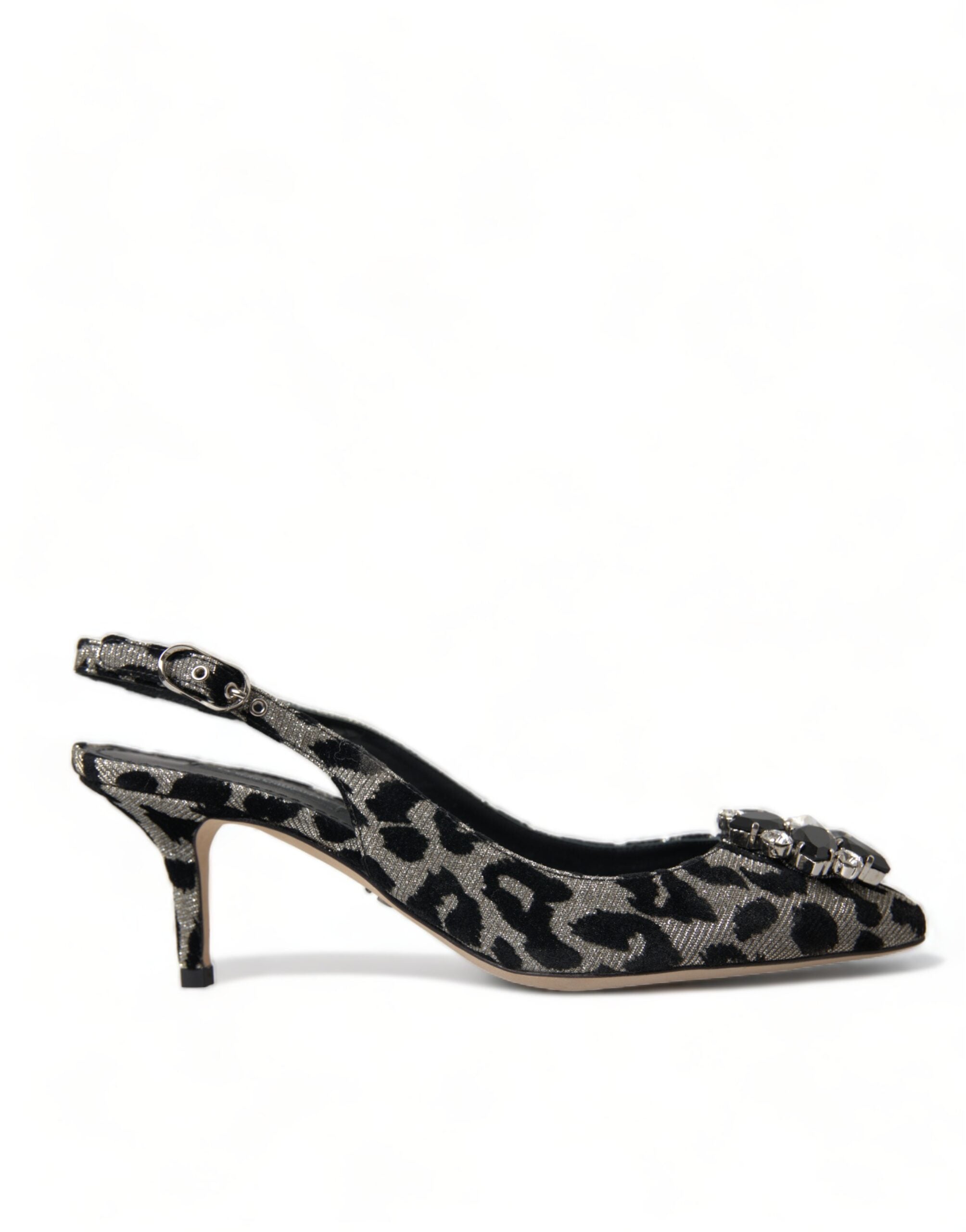 Dolce & Gabbana Crystal Leopard Slingback Heels Pumps