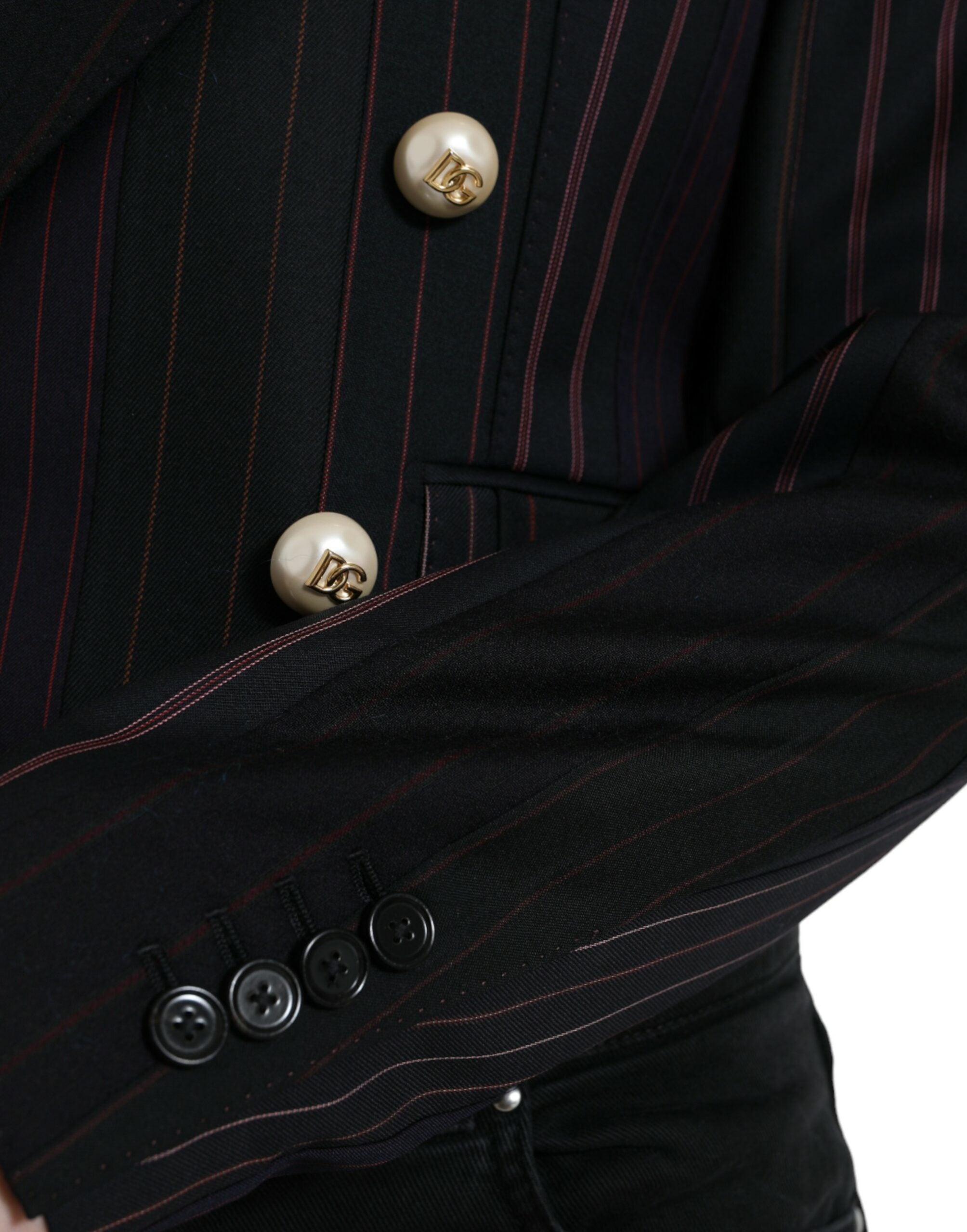 Dolce & Gabbana Elegant Striped Double Breasted Wool Blazer