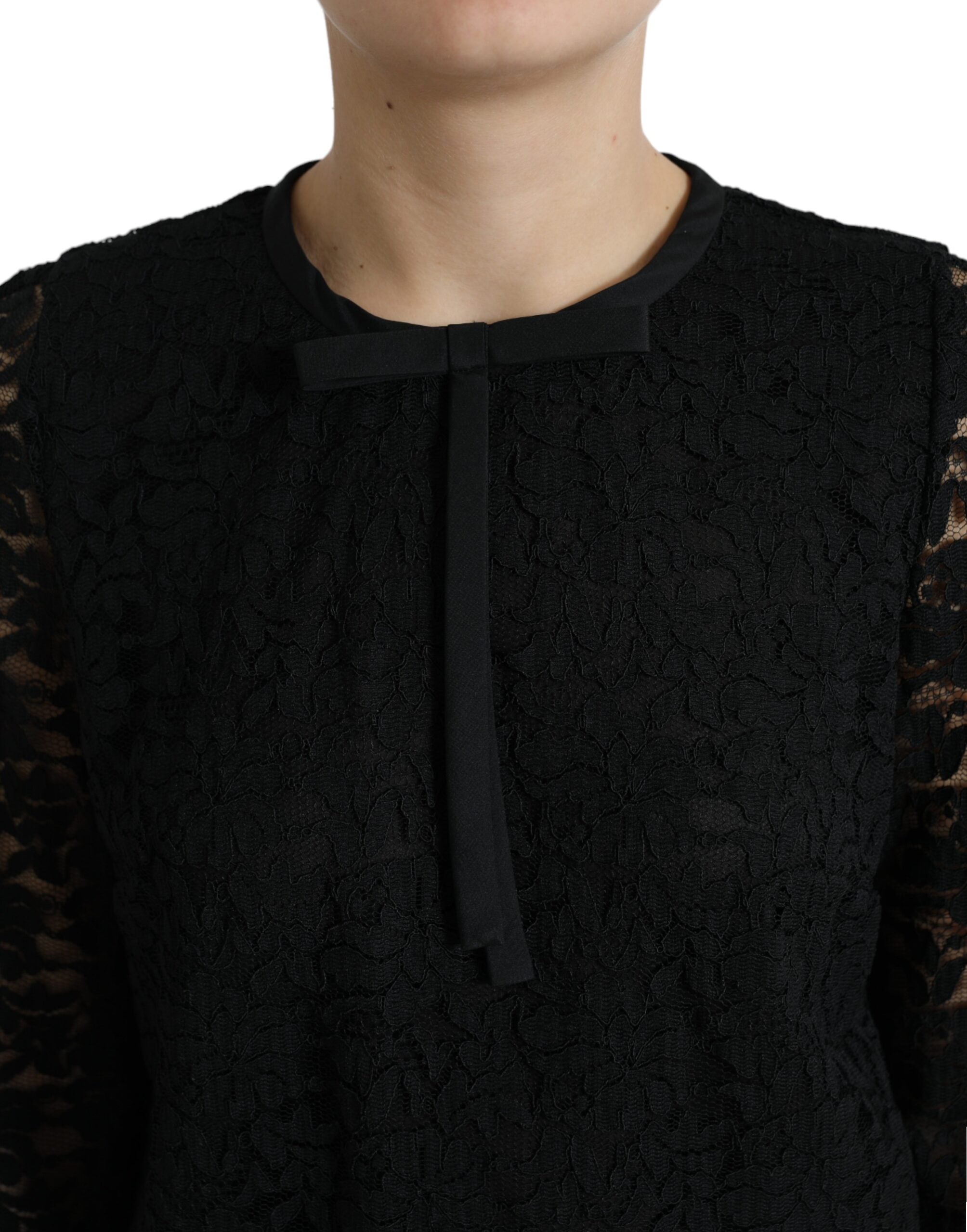 Dolce & Gabbana Elegant Floral Lace Long Sleeve Top