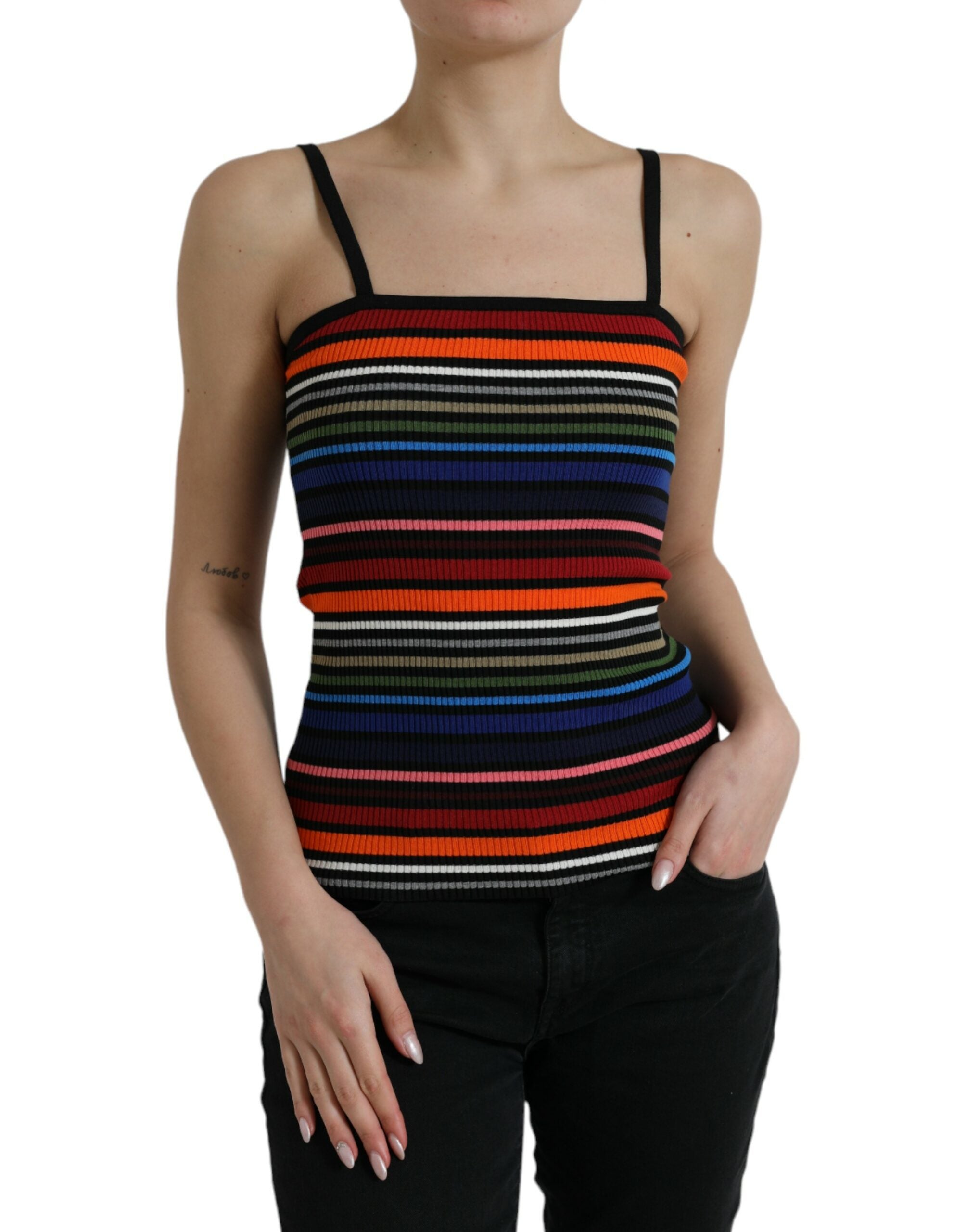 Dolce & Gabbana Chic Striped Spaghetti Strap Tank Top