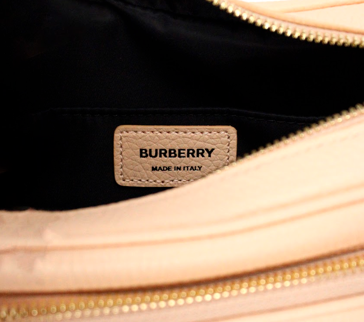 Burberry Small Branded Peach Pink Grainy Leather Camera Crossbody Bag