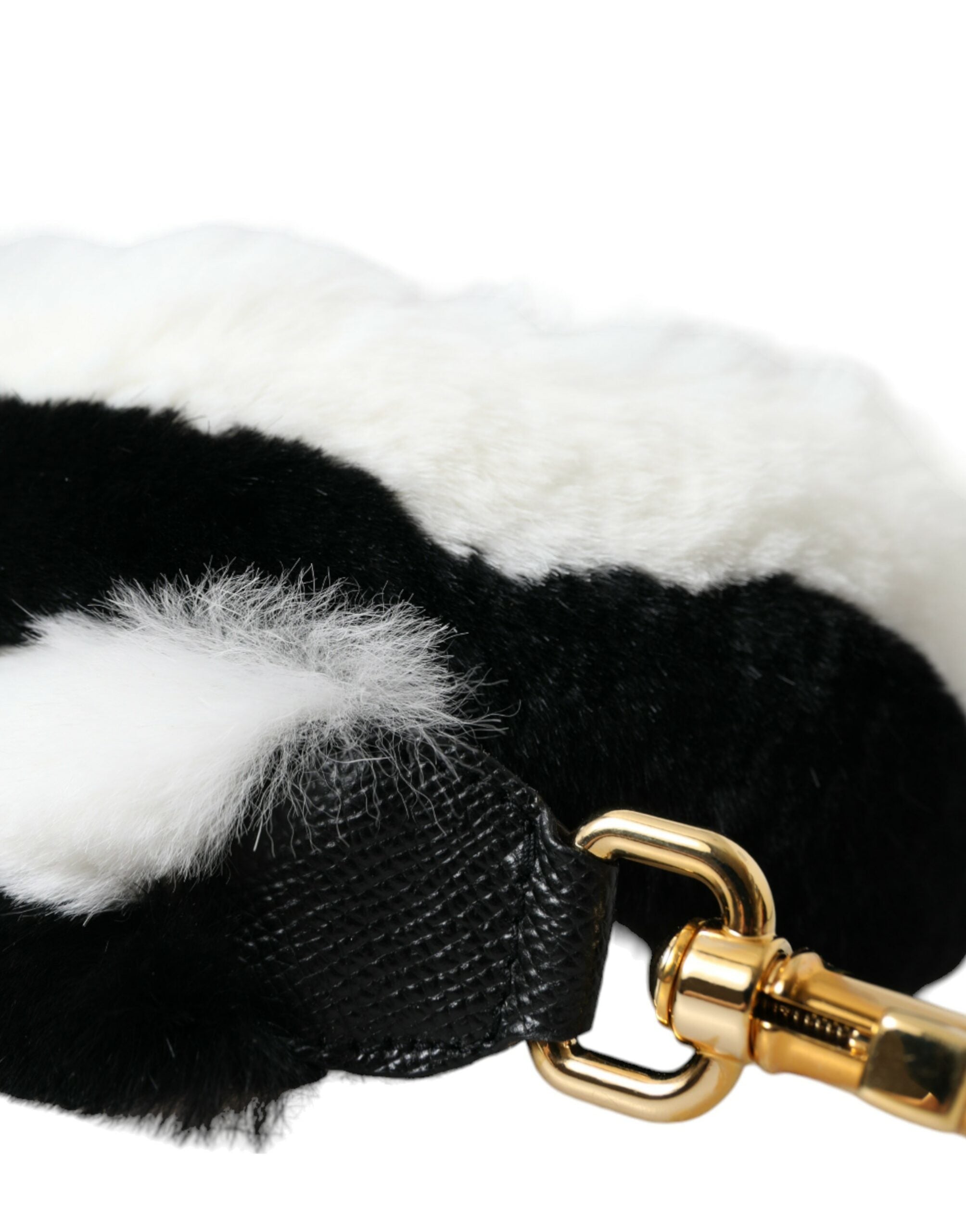 Dolce & Gabbana Black White Lapin Fur Accessory Shoulder Strap