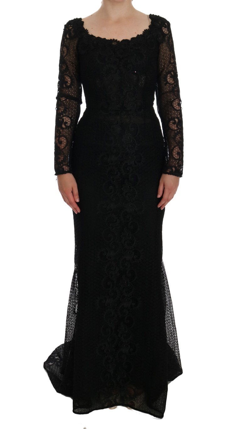 Dolce & Gabbana Elegant Full Length Black Sheath Maxi Dress