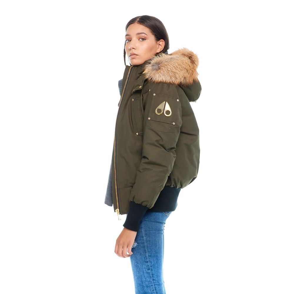 Moose Knuckles Exquisite Army Gold Debbie Bomber Jacket