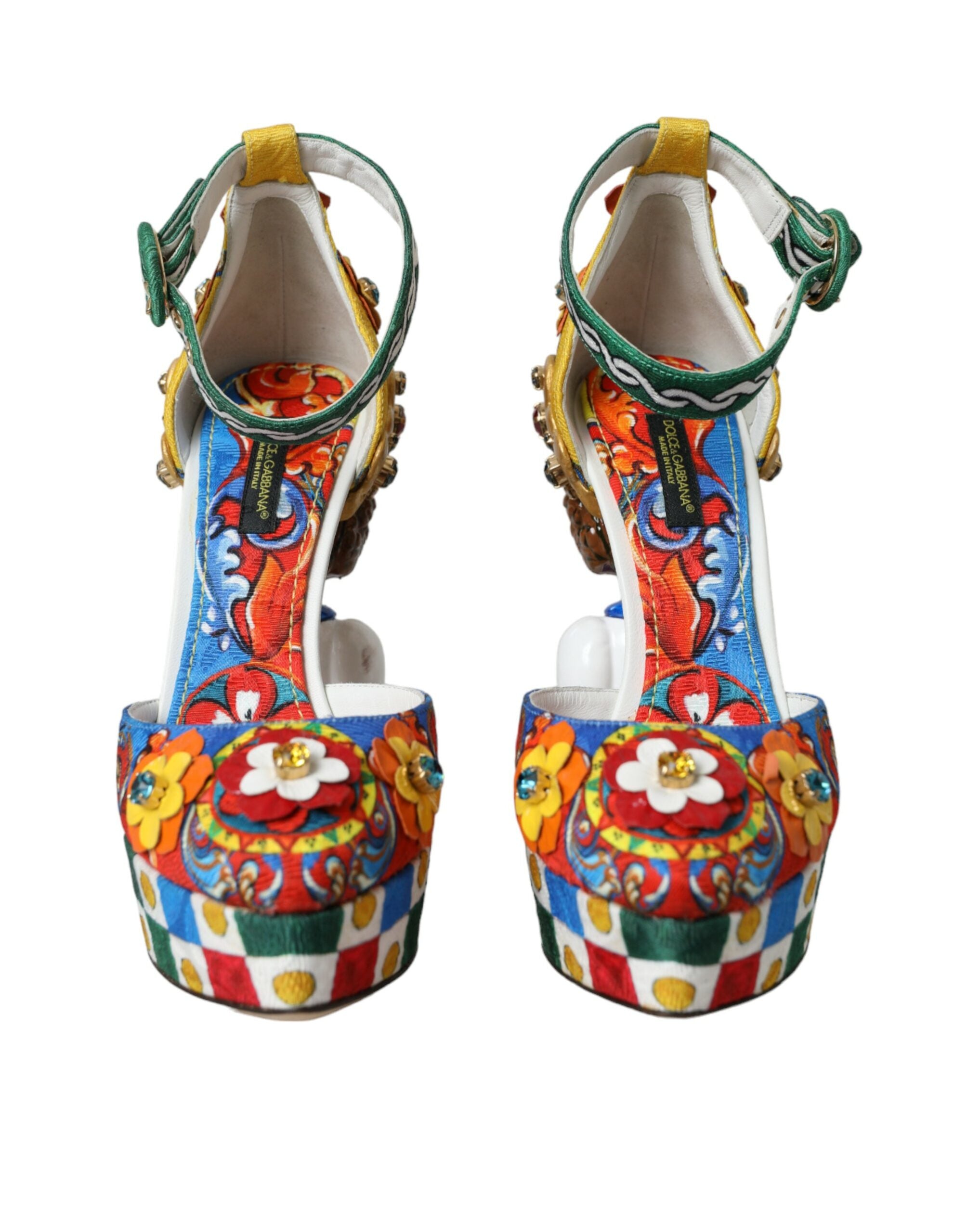 Dolce & Gabbana Multicolor Carretto Embellished Sandals Shoes