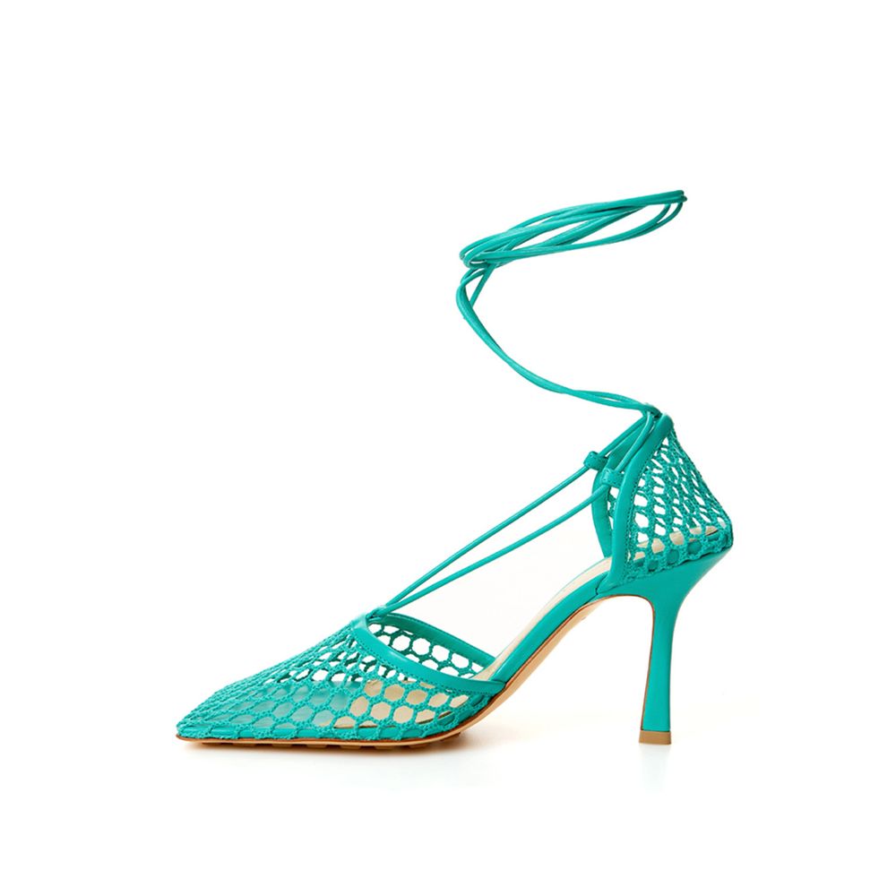 Bottega Veneta Green Cotton Leather Sandal