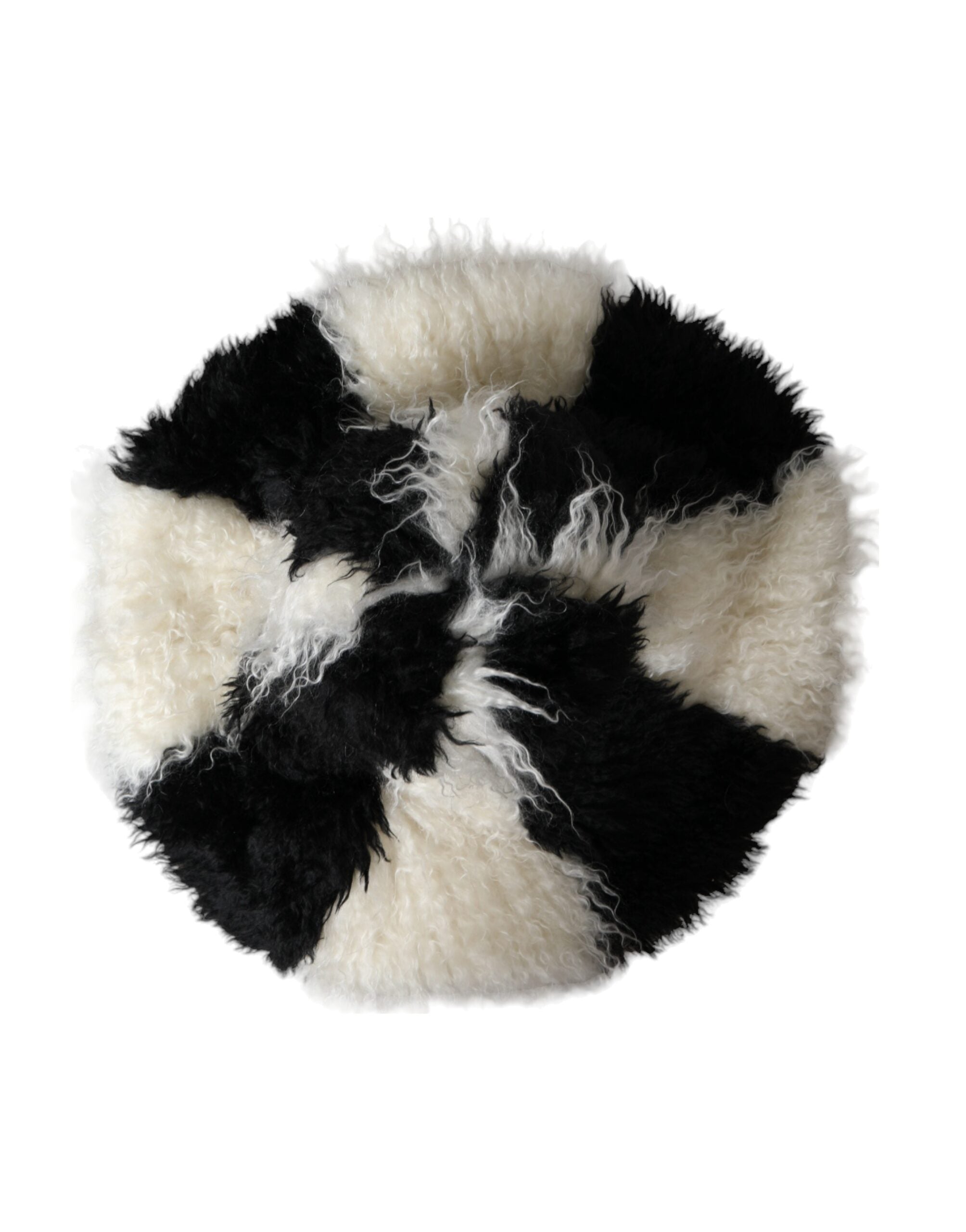 Dolce & Gabbana Black White Stripes Mohair Fur Bucket Hat