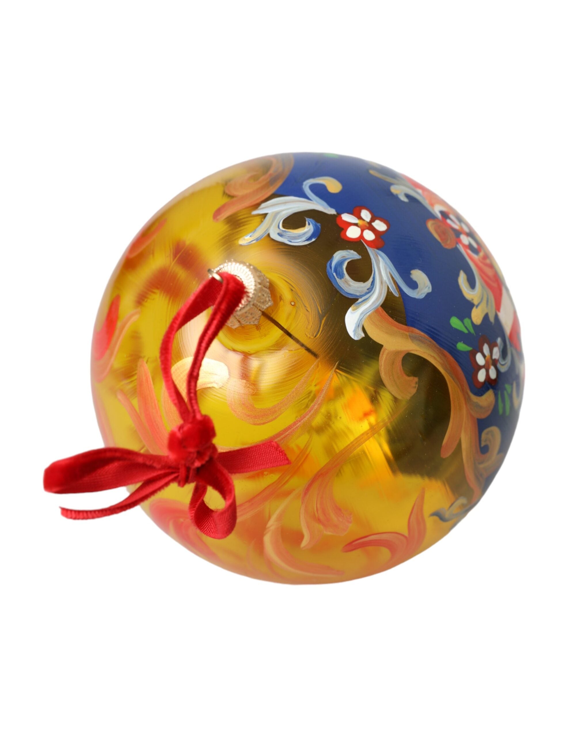 Dolce & Gabbana Gold Tone Carretto Print Round Ornament Christmas Ball