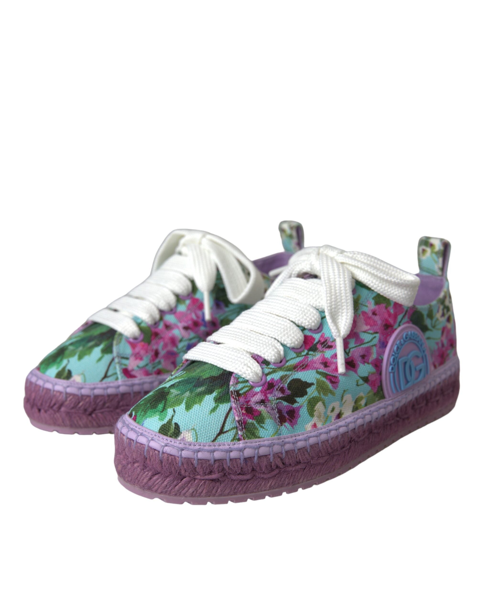 Dolce & Gabbana Multicolor Canvas Floral Espadrilles Sneakers Shoes