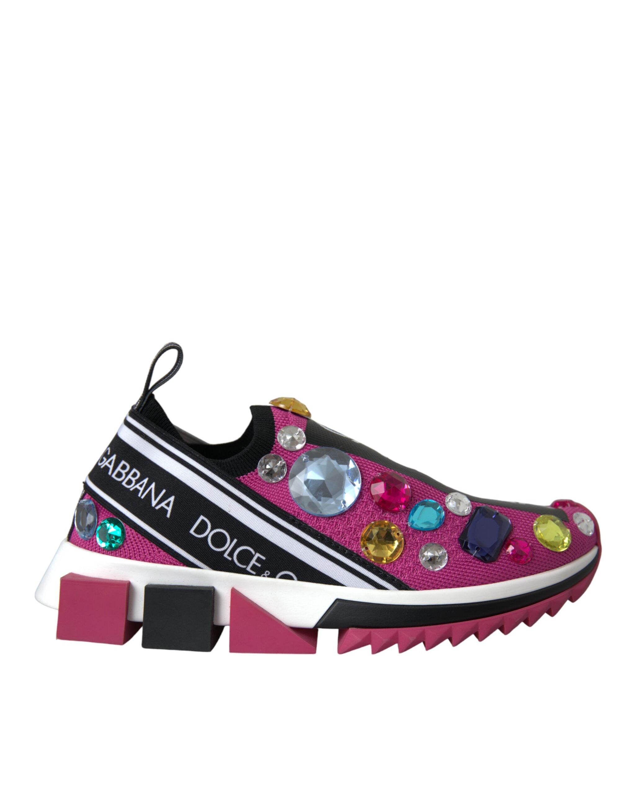 Dolce & Gabbana Pink Sorrento Crystals Sneakers Shoes