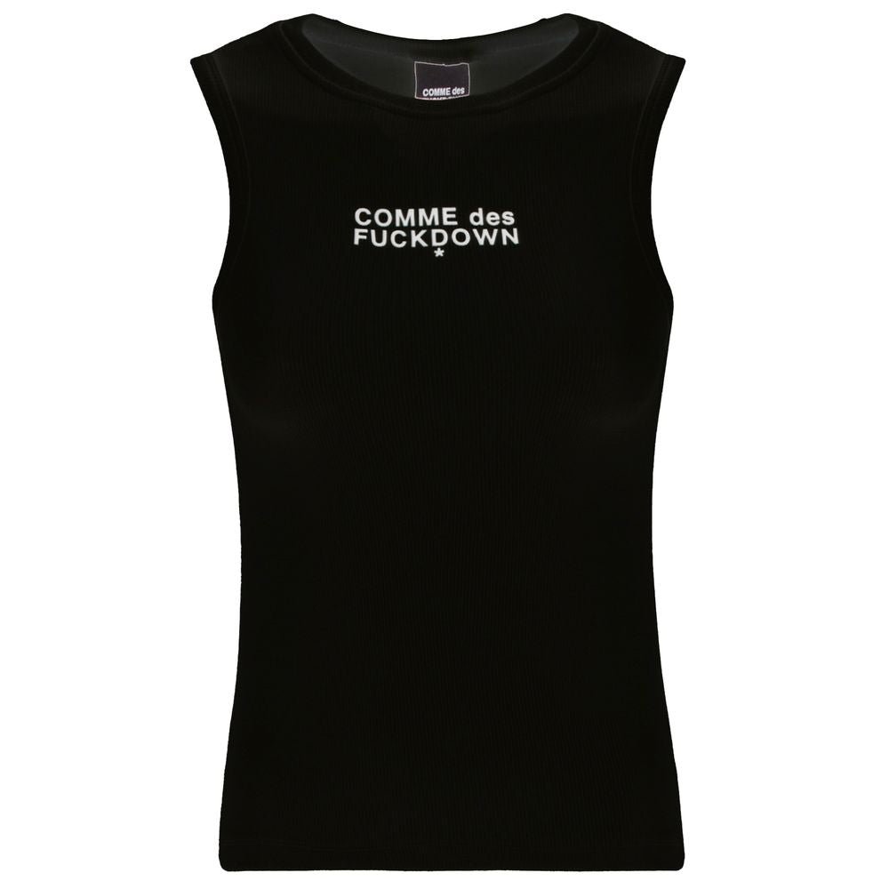 Comme Des Fuckdown Black Cotton Tops & T-Shirt