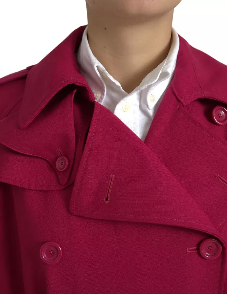 Dolce & Gabbana Dark Pink Double Breasted Trench Coat Jacket