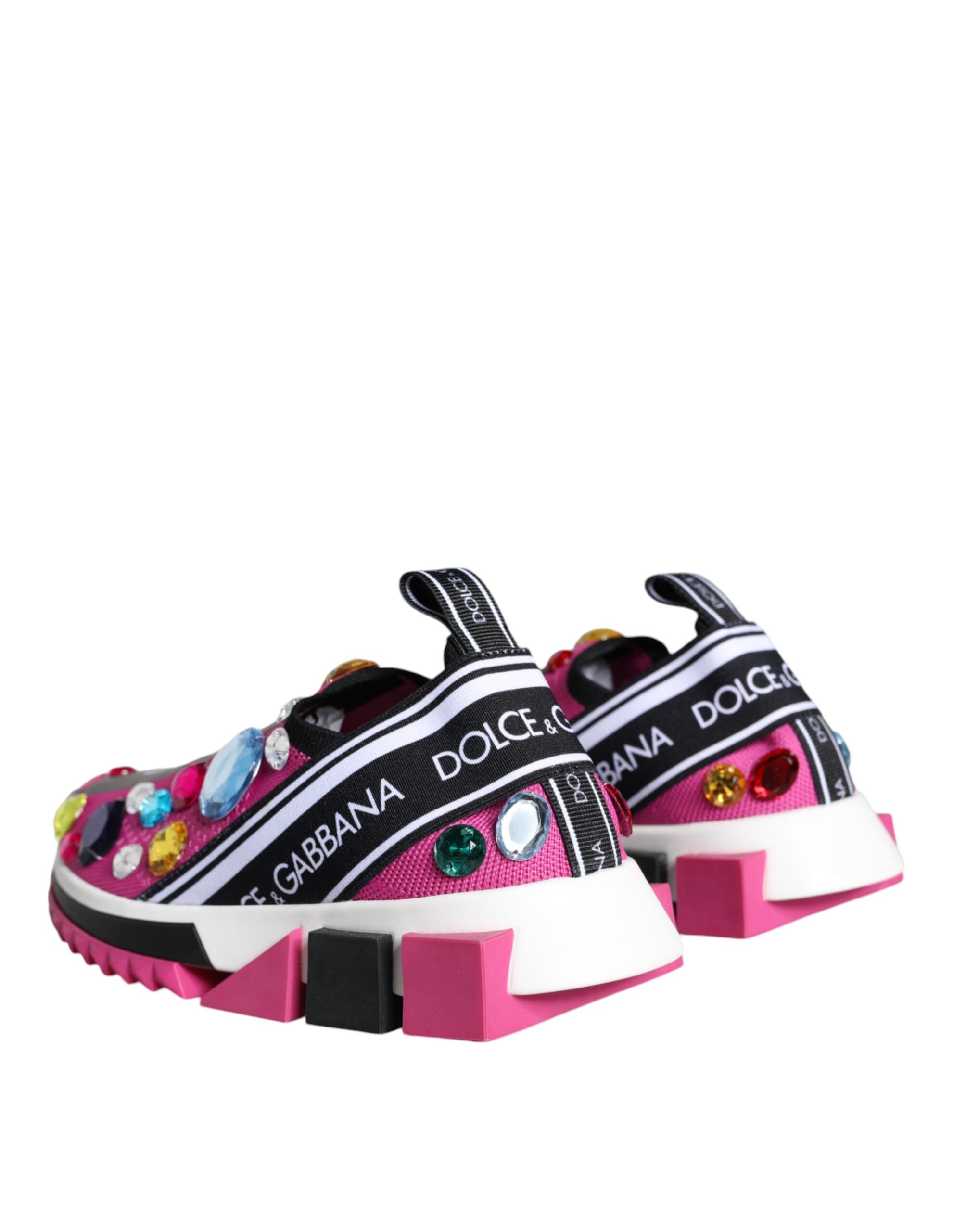 Dolce & Gabbana Pink Sorrento Crystals Low Top Sneakers Shoes