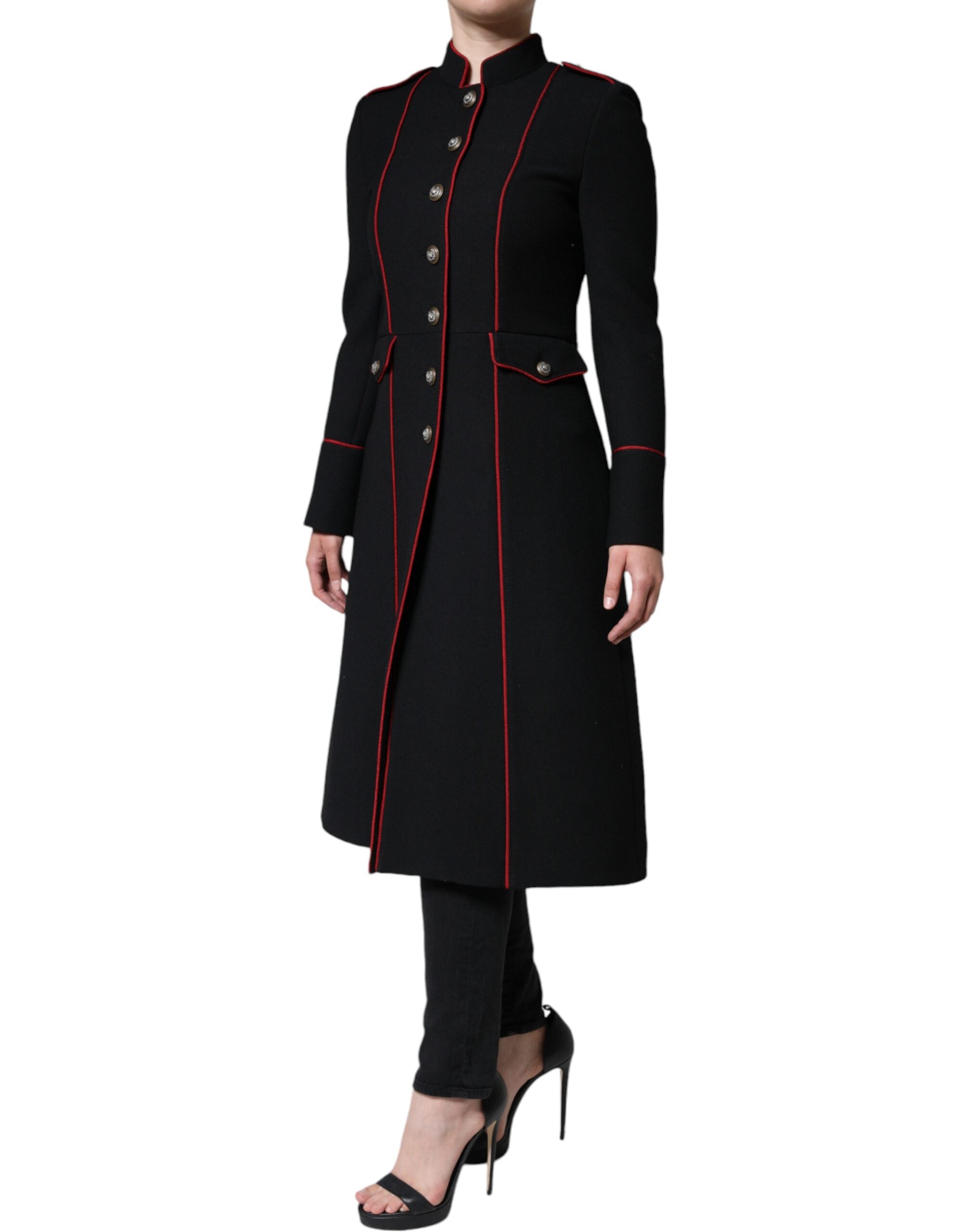 Dolce & Gabbana Black Single Breasted Trench Coat Jacket