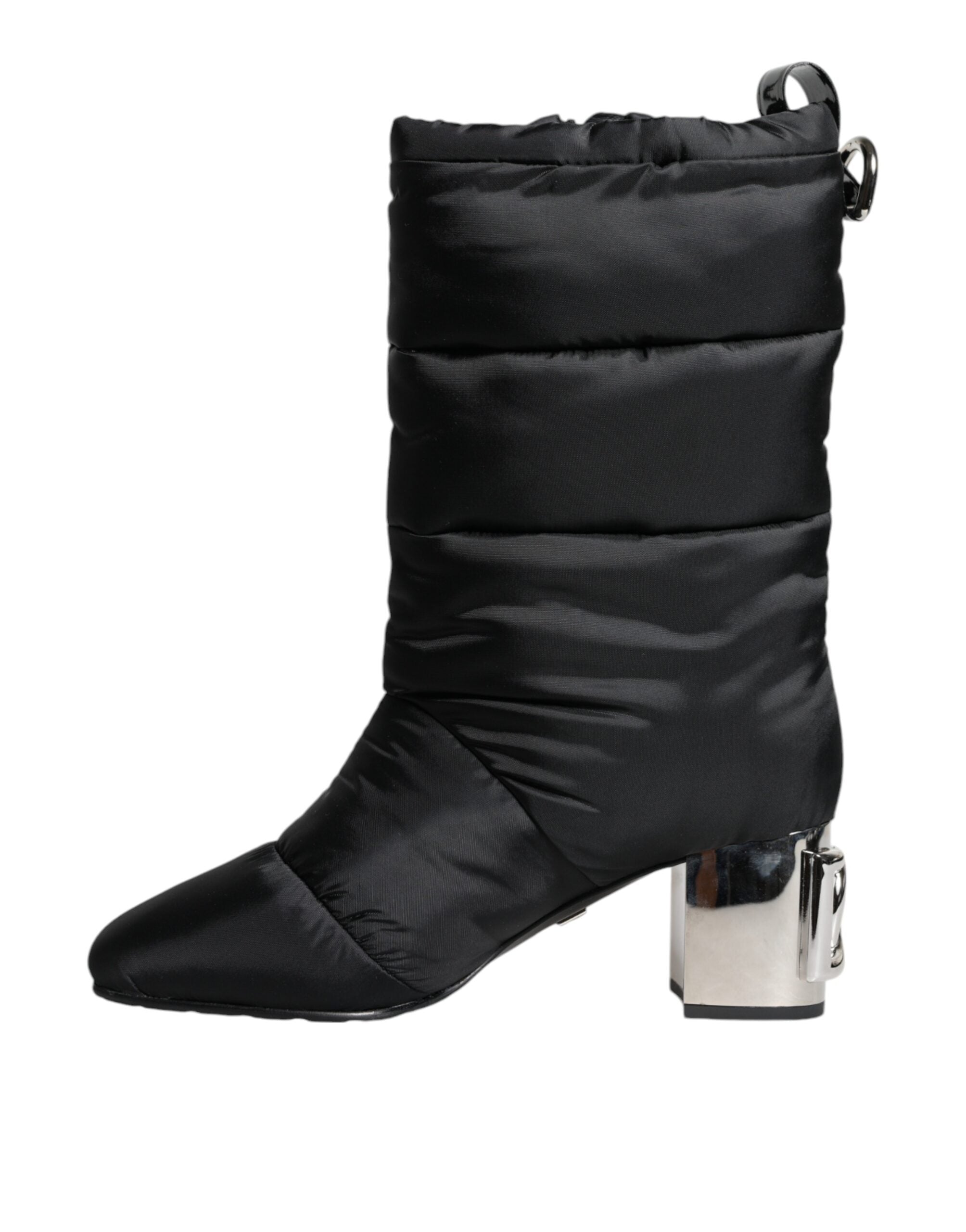 Dolce & Gabbana Black Padded DG Logo Heels Boots Shoes