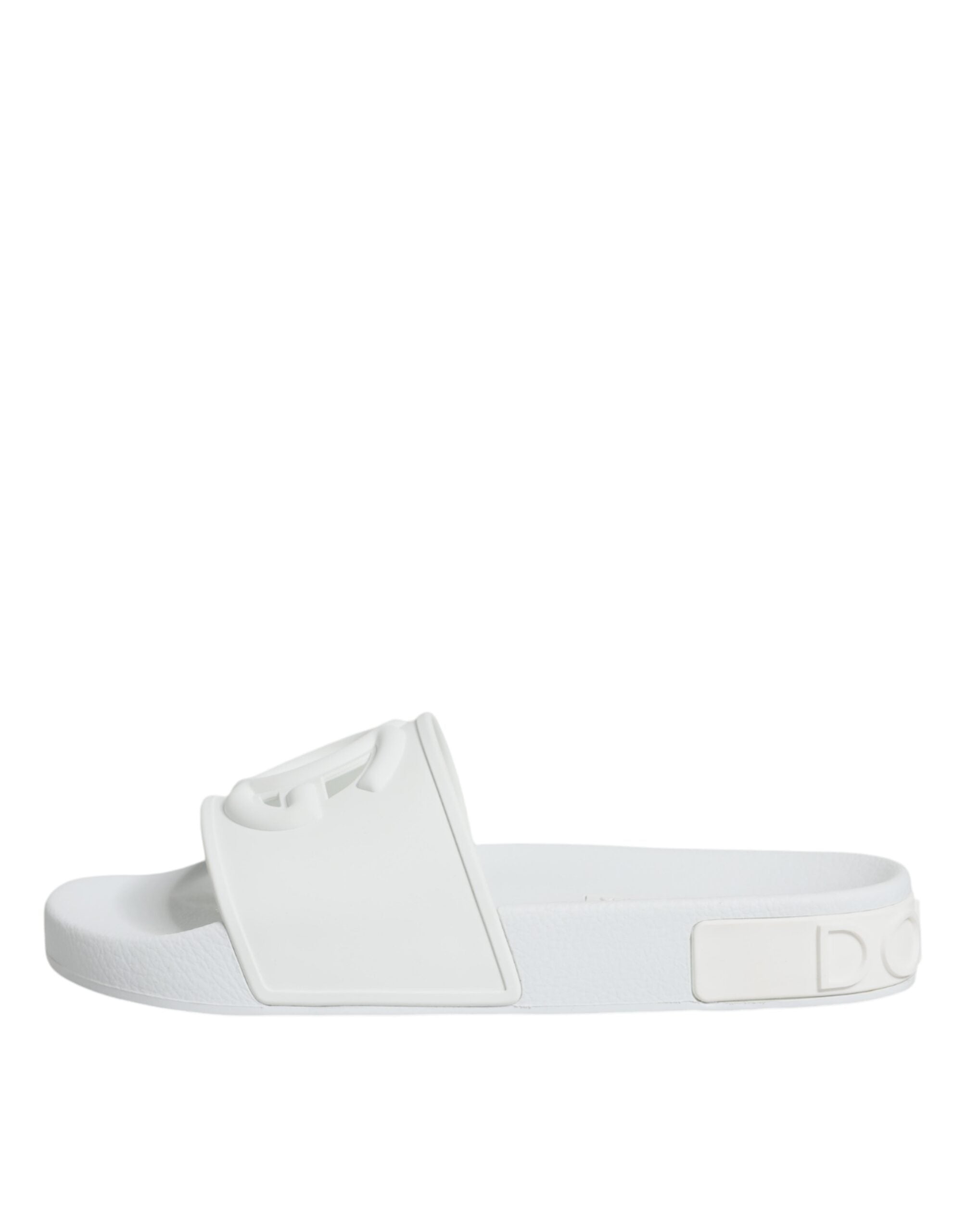 Dolce & Gabbana White Rubber Slides Sandals Beachwear Shoes