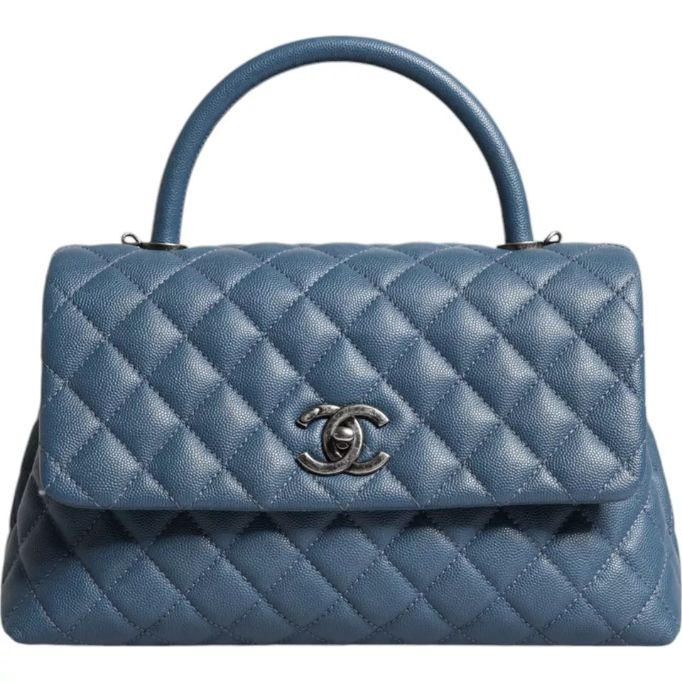 Chanel Dark Blue Flap Top Medium Coco Handle Bag