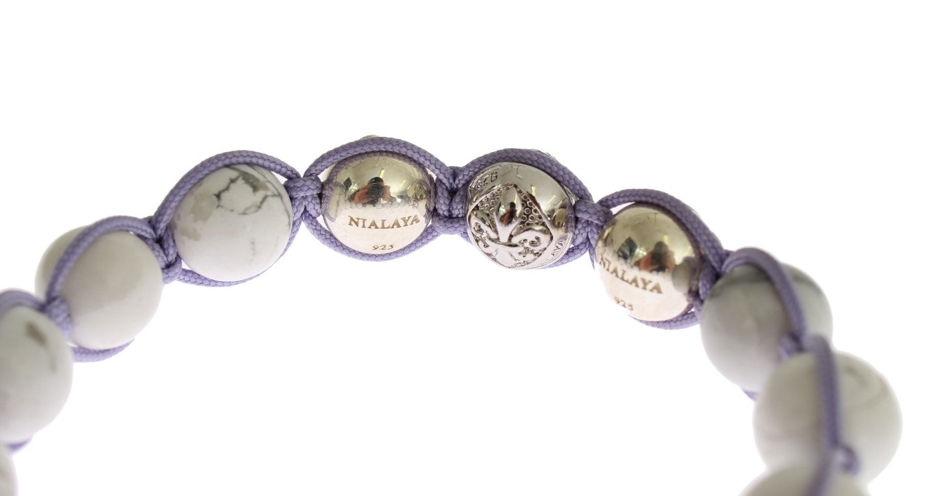 Nialaya Elegant Silver Purple CZ & Howlite Bracelet