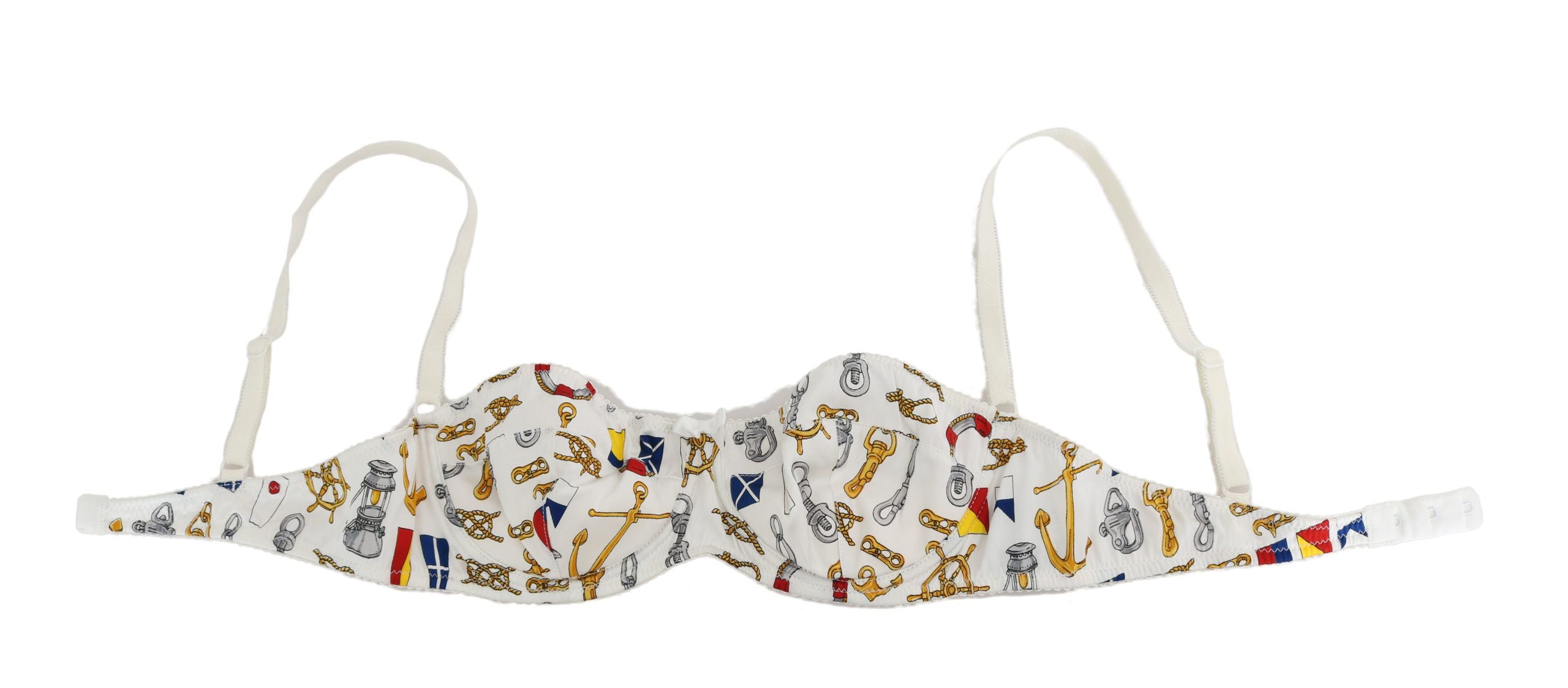 Dolce & Gabbana Elegant White Sailor Print Stretch Bra